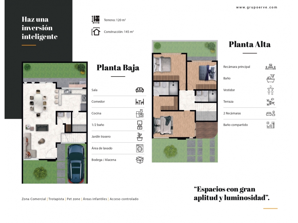 Casas E4: 3 recámaras Residencial E-SUR, 145m2 — foto 2