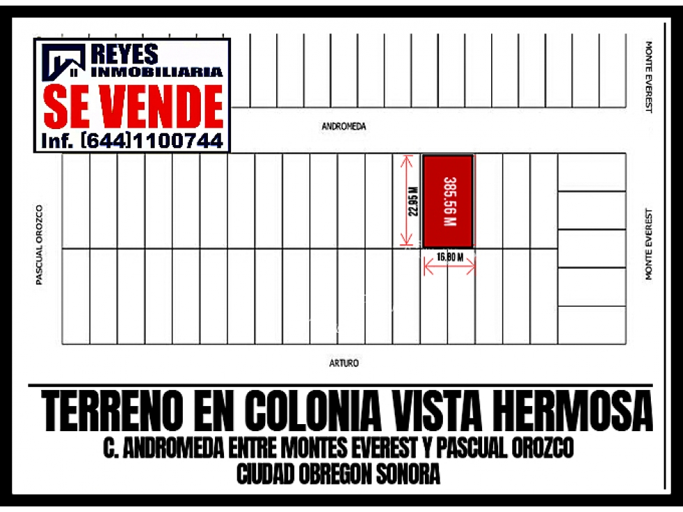 SE VENDE TERRENO EN COLONIA VISTA HERMOSA EN CIUDAD OBREGON SON. - 2