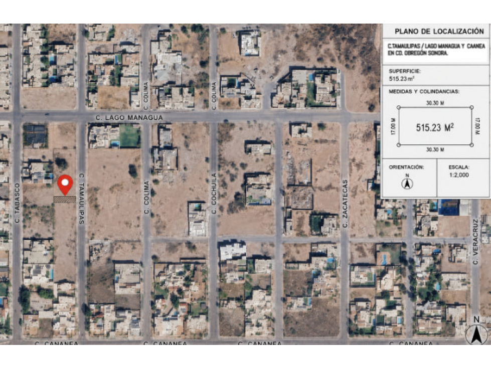 SE VENDE TERRENO C. TAMAULIPAS ZONA RESIDENCIAL NORTE DE CD. OBREGÓN. - 3
