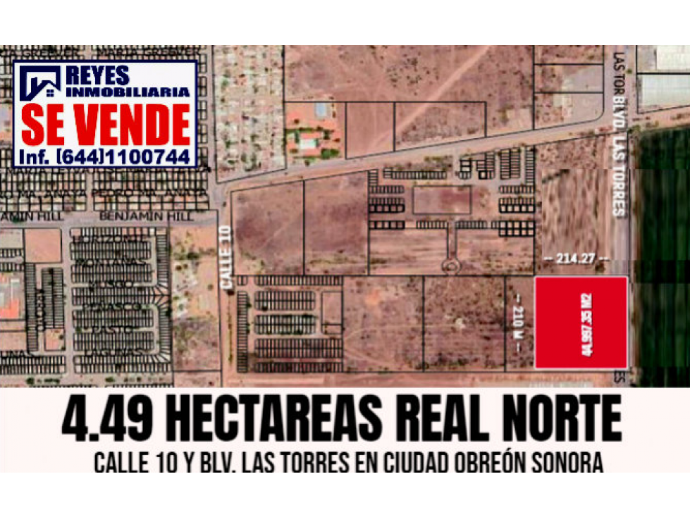 SE VENDEN 4.49 HECTAREAS AVE. REAL DEL NORTE EN CD. OBREGON SON. - 1