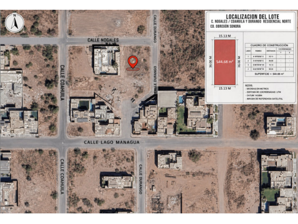 SE VENDE TERRENO C. NOGALES ZONA RESIDENCIAL NORTE EN CD. OBREGÓN. - 1