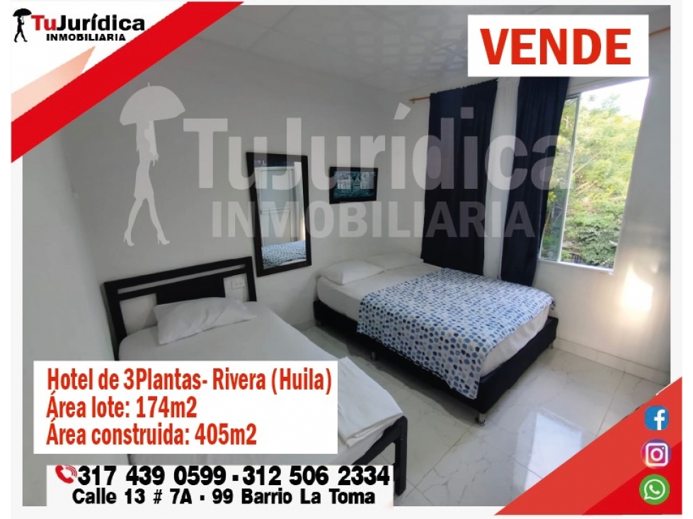 SE VENDE HOTEL - RIVERA (HUILA - COL) - 1