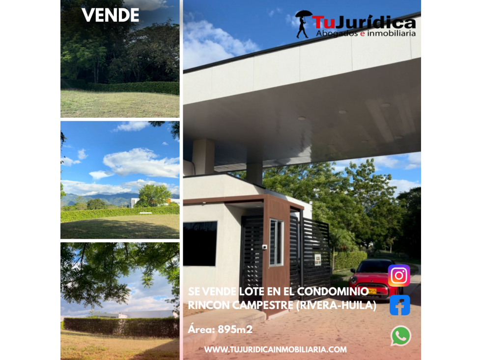 SE VENDE LOTE EN EL CONDOMINIO RINCON CAMPESTRE (RIVERA-HUILA) - 1