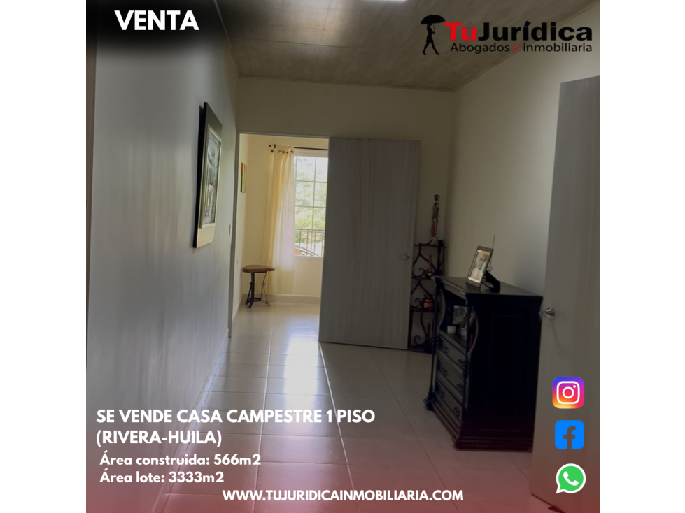 SE VENDE CASA CAMPESTRE 1 PISO (RIVERA-HUILA) - 2