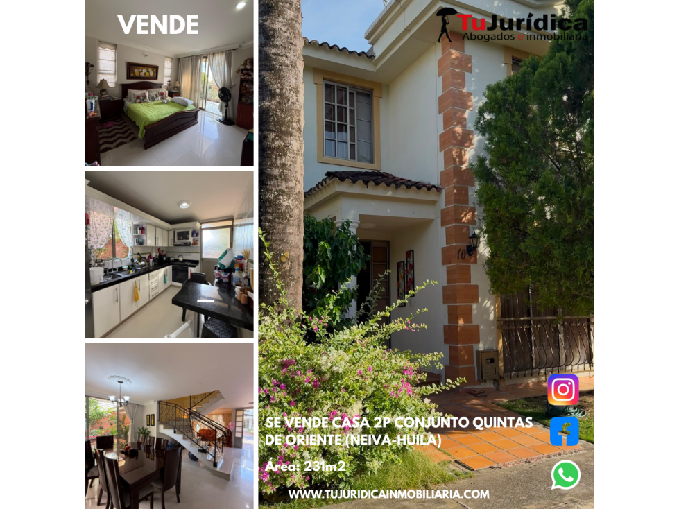 SE VENDE CASA 2P CONJ QUINTAS DE ORIENTE (NEIVA-HUILA)