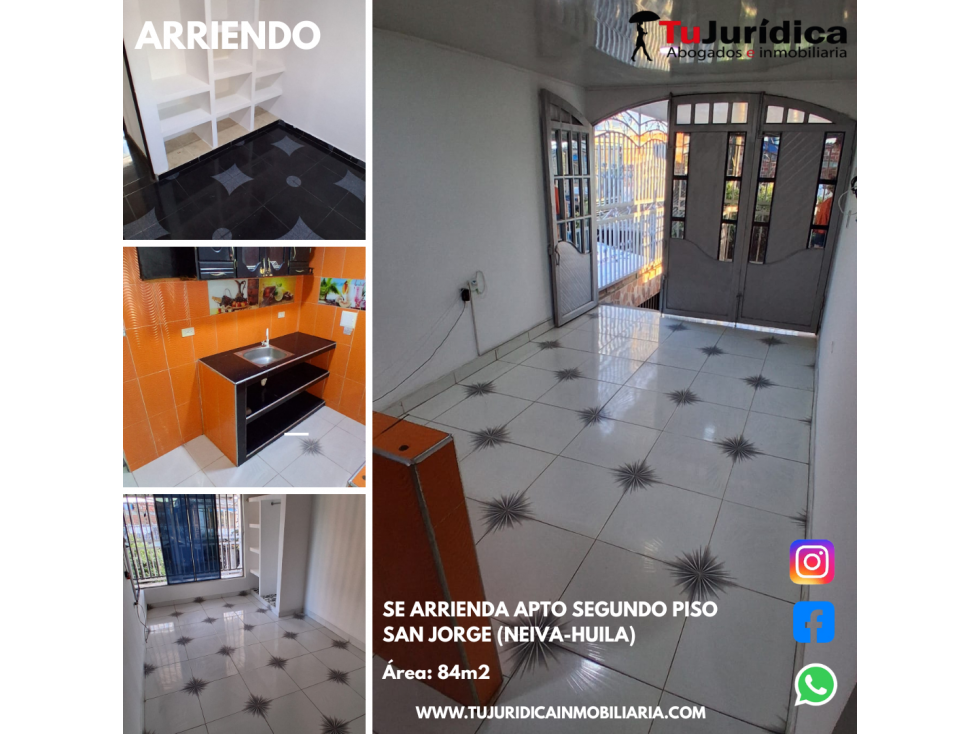 SE ARRIENDA APTO SEGUNDO PISO SAN JORGE (NEIVA - HUILA)