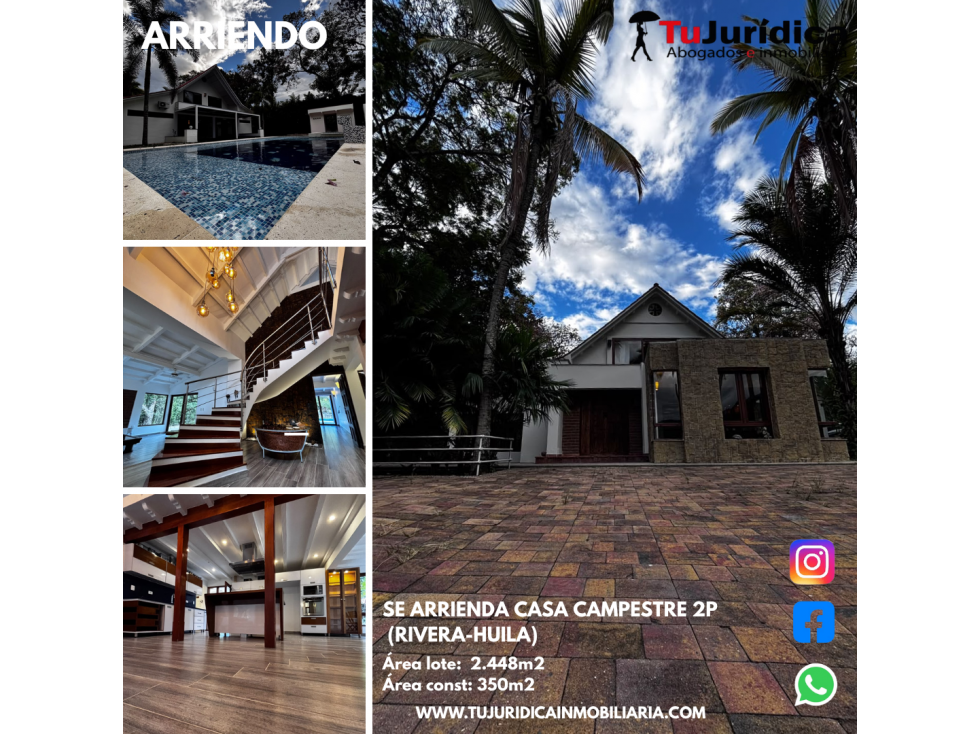 SE ARRIENDA CASA CAMPESTRE 2P (RIVERA - HUILA) - 1