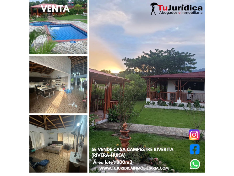 SE VENDE CASA CAMPESTRE MONTE VERDE RIVERITA (RIVERA-HUILA) - 1
