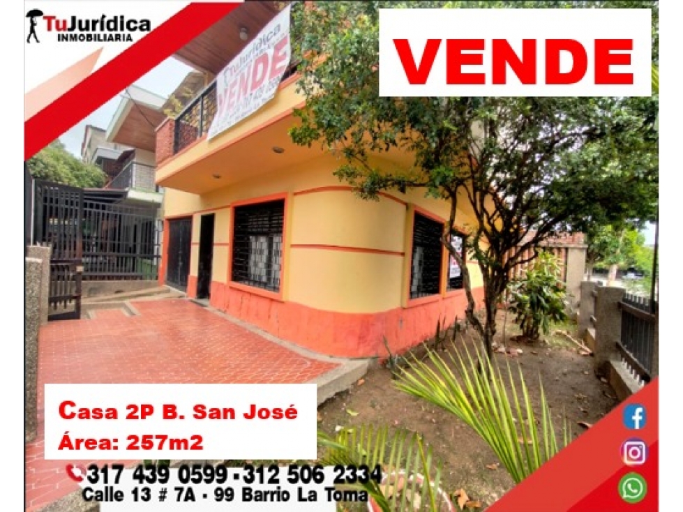 SE VENDE CASA 2P ESQUINERA BARRIO SAN JOSE - NEIVA (HUILA-COL)