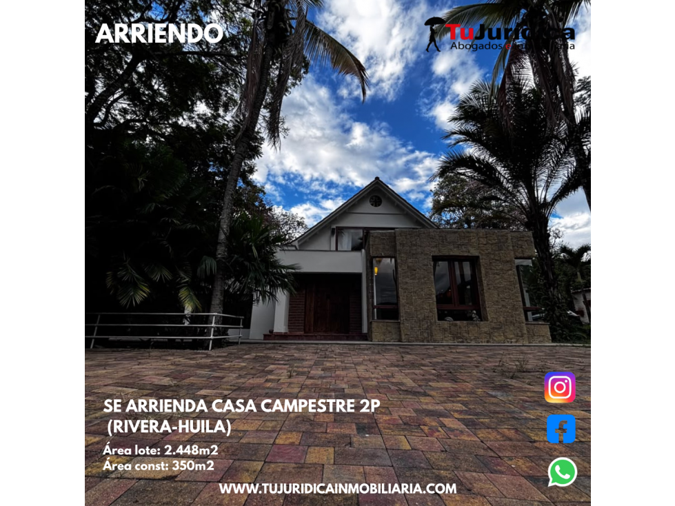 SE ARRIENDA CASA CAMPESTRE 2P (RIVERA - HUILA) - 3