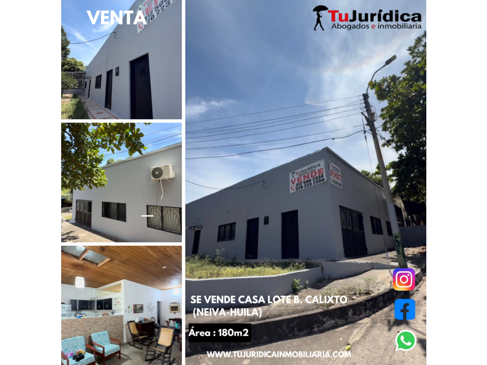 SE VENDE CASA LOTE B. CALIXTO (NEIVA-HUILA)