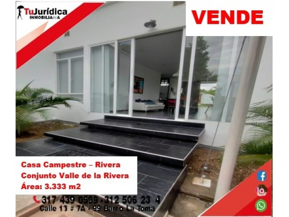 VENDE ESPECTACULAR CASA CAMPESTRE 1PISO EN RIVERA (HUILA-COL) - 3
