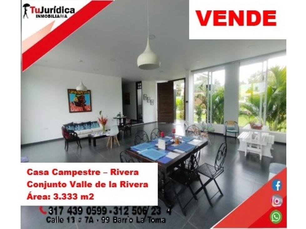 VENDE ESPECTACULAR CASA CAMPESTRE 1PISO EN RIVERA (HUILA-COL) - 5