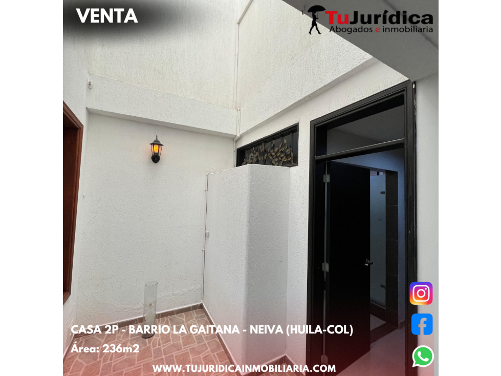 SE VENDE CASA 2P - BARRIO LA GAITANA - NEIVA (HUILA-COL) — foto 2