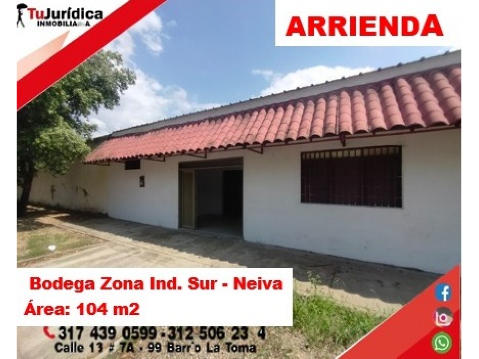SE ARRIENDA BODEGA 104M2 - ZONA INDUSTRAIL SUR - NEIVA (HUILA-COL) - 3