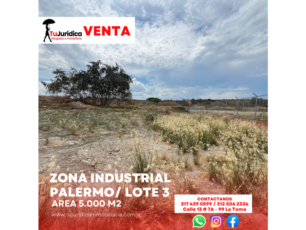 SE VENDE LOTE 3 ZONA INDUSTRIAL PALERMO - 3