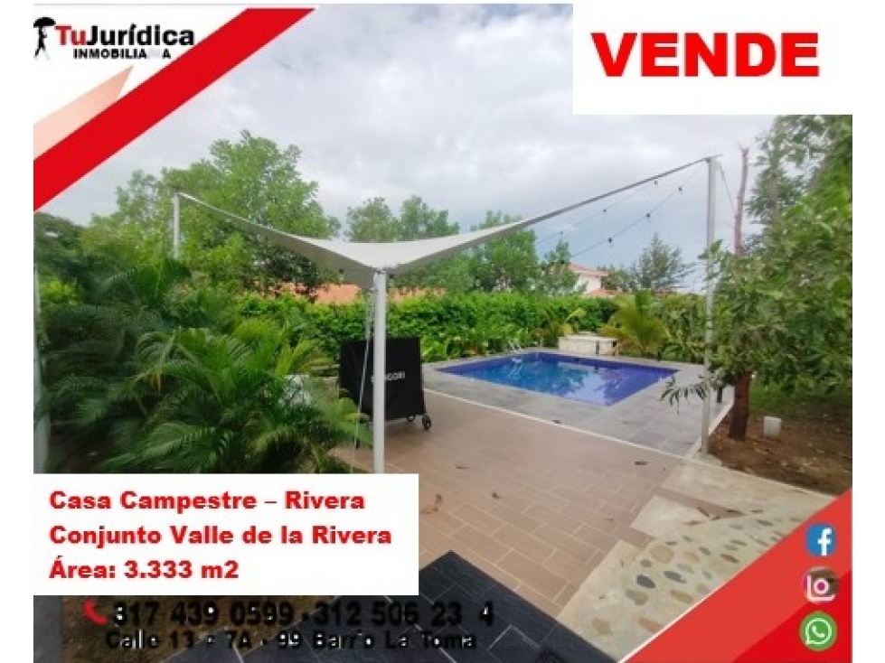 VENDE ESPECTACULAR CASA CAMPESTRE 1PISO EN RIVERA (HUILA-COL) - 4