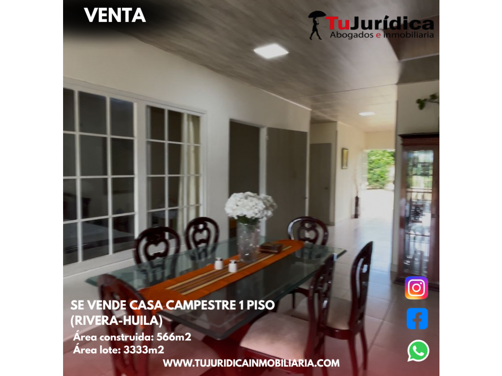 SE VENDE CASA CAMPESTRE 1 PISO (RIVERA-HUILA) - 5