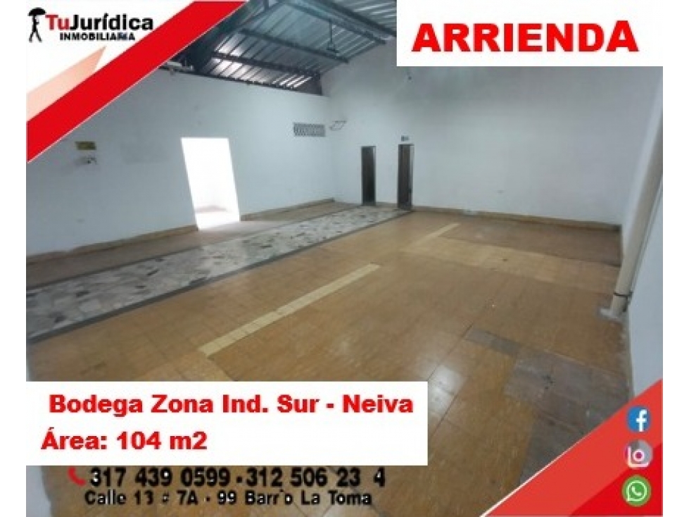 SE ARRIENDA BODEGA 104M2 - ZONA INDUSTRAIL SUR - NEIVA (HUILA-COL) - 5
