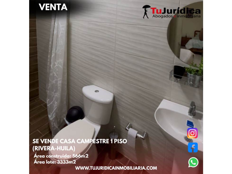 SE VENDE CASA CAMPESTRE 1 PISO (RIVERA-HUILA) - 6