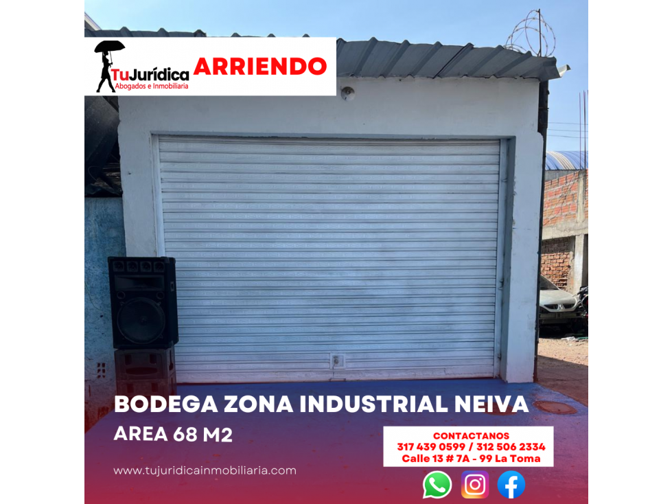 SE ARRIENDA BODEGA ZONA INDUSTRIAL NEIVA (HUI-COL) - 1