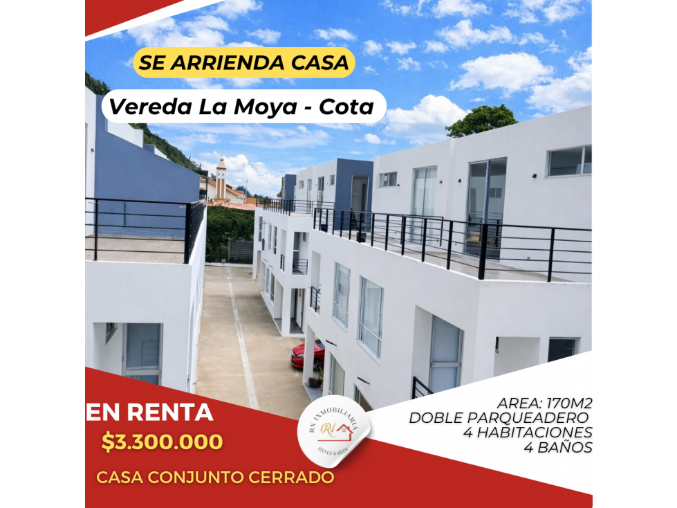 SE ARRIENDA CASA EN COTA, VEREDA LA MOYA