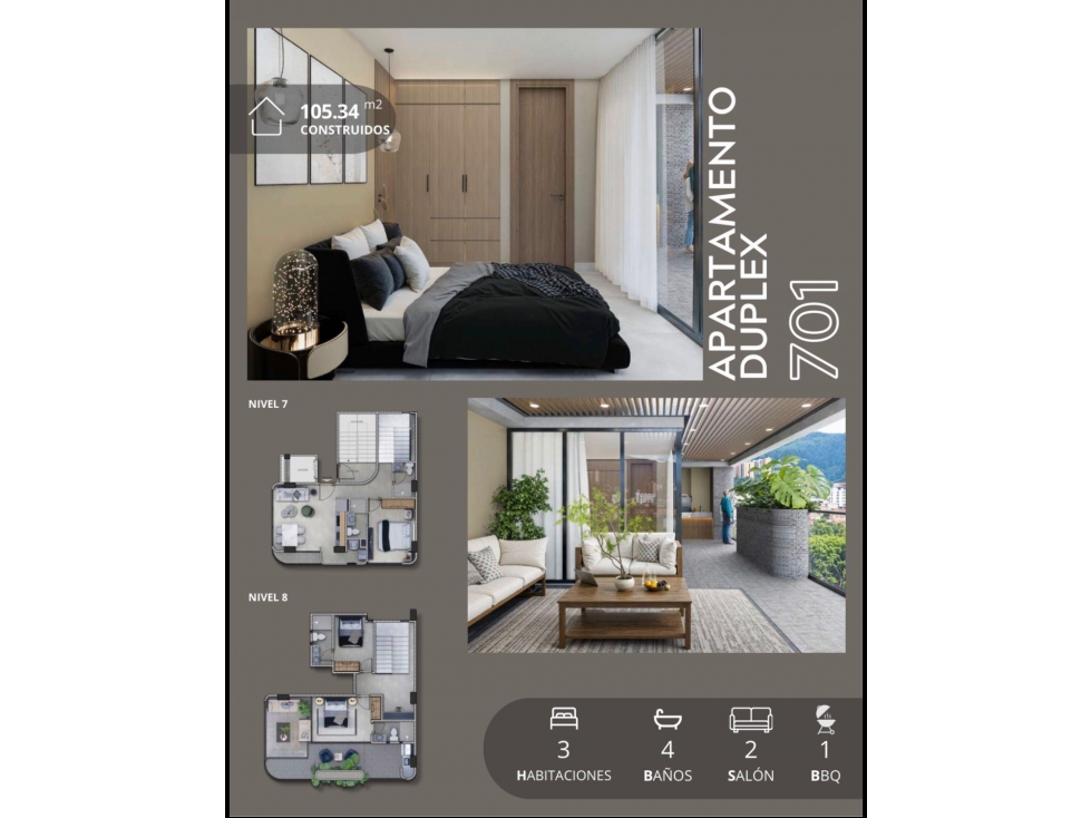 Apartamento Dúplex con licencia Airbnb en Envigado - 141 m²