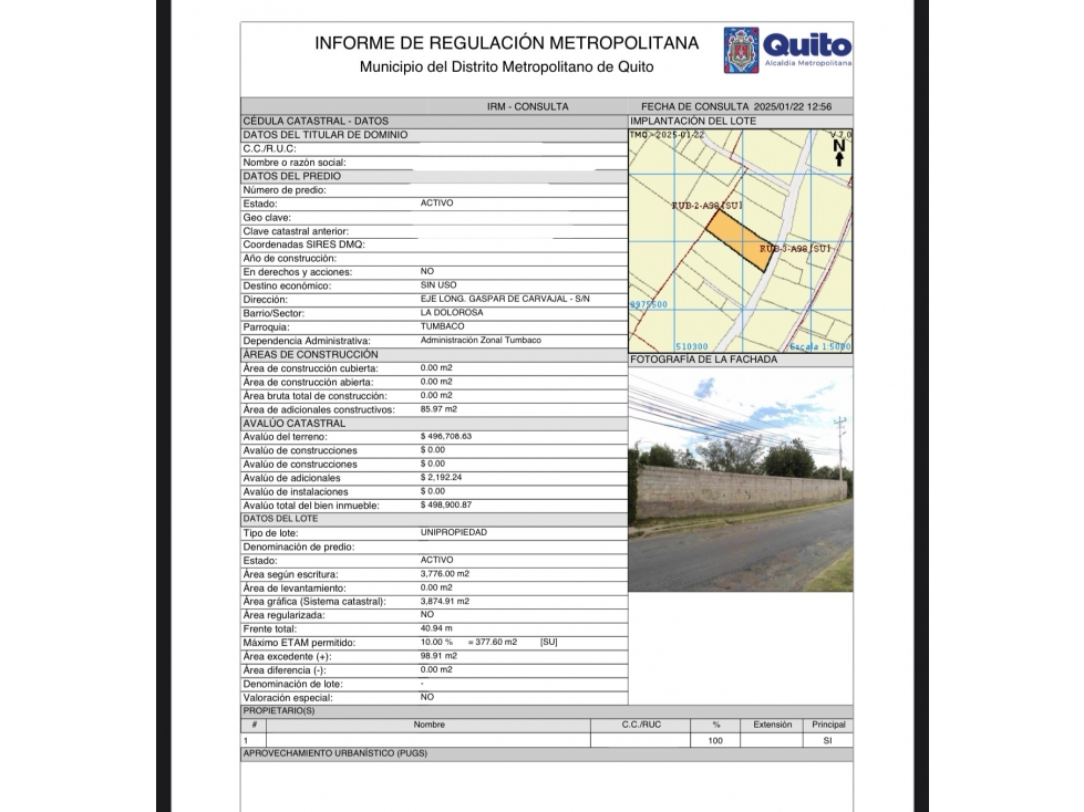 Terreno plano VENTA 3.776m2 Tumbaco - 2