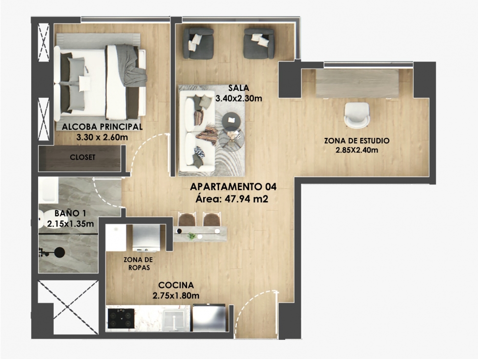 Apartaestudio en venta sector Palogrande 47mt2 — foto 4