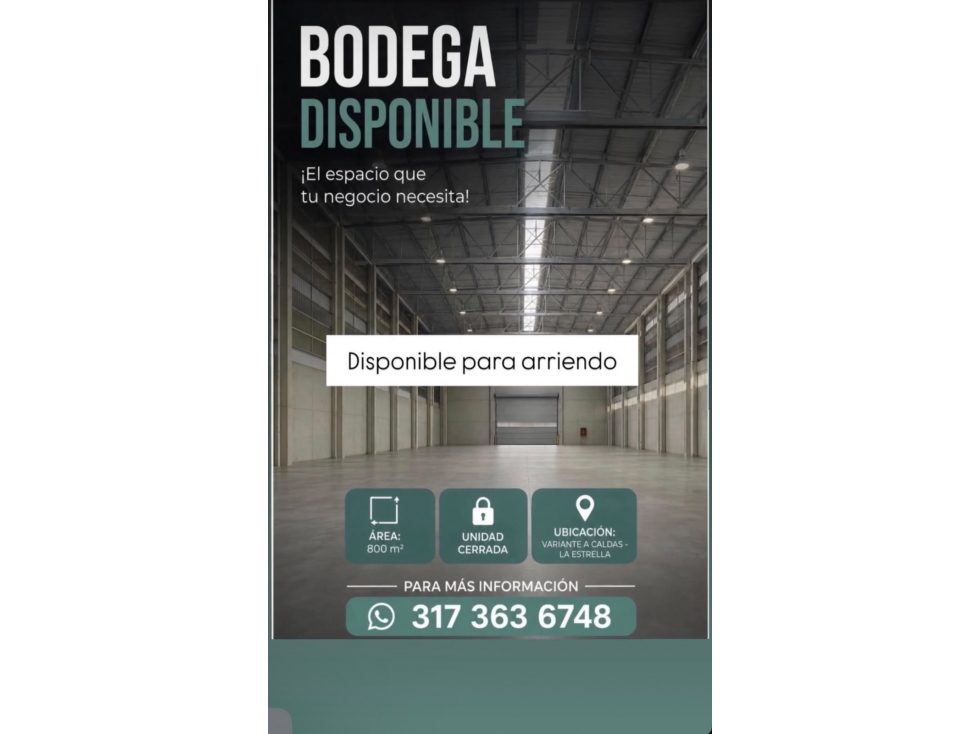 BODEGA PARA ARRIENDO EN LA VARIANTE A CALDAS - 1