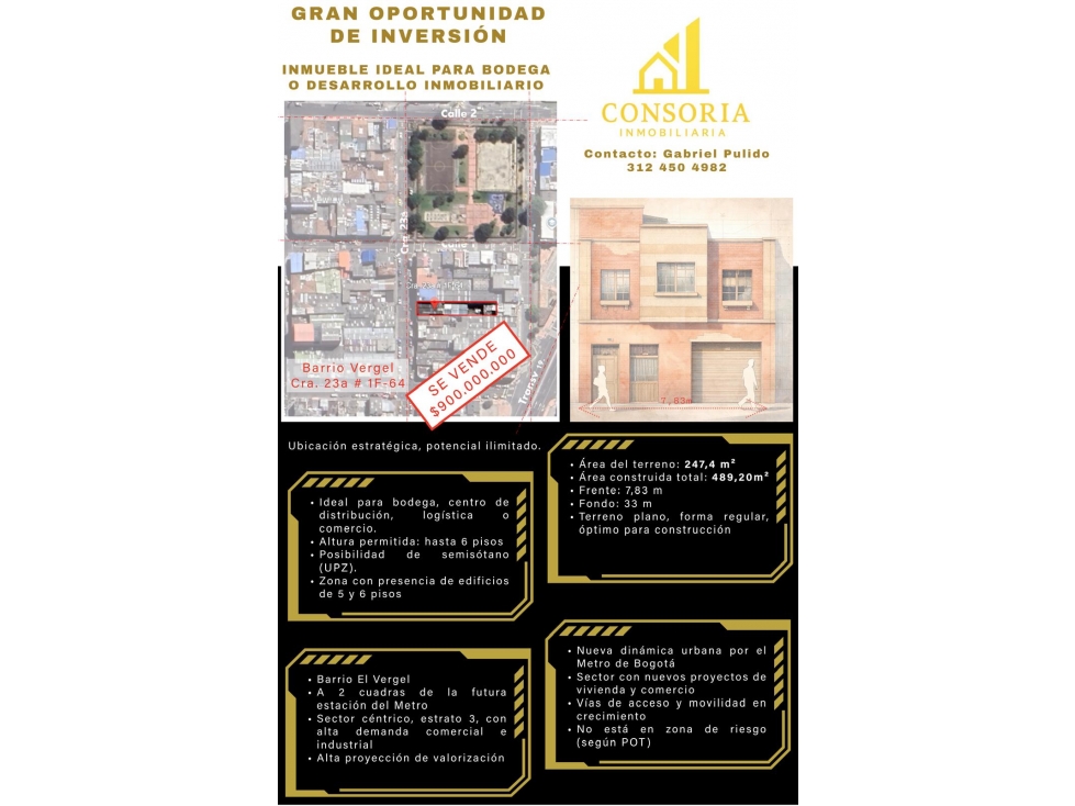 SE VENDE CASA LOTE EN EL BARRIO EL VERGEL