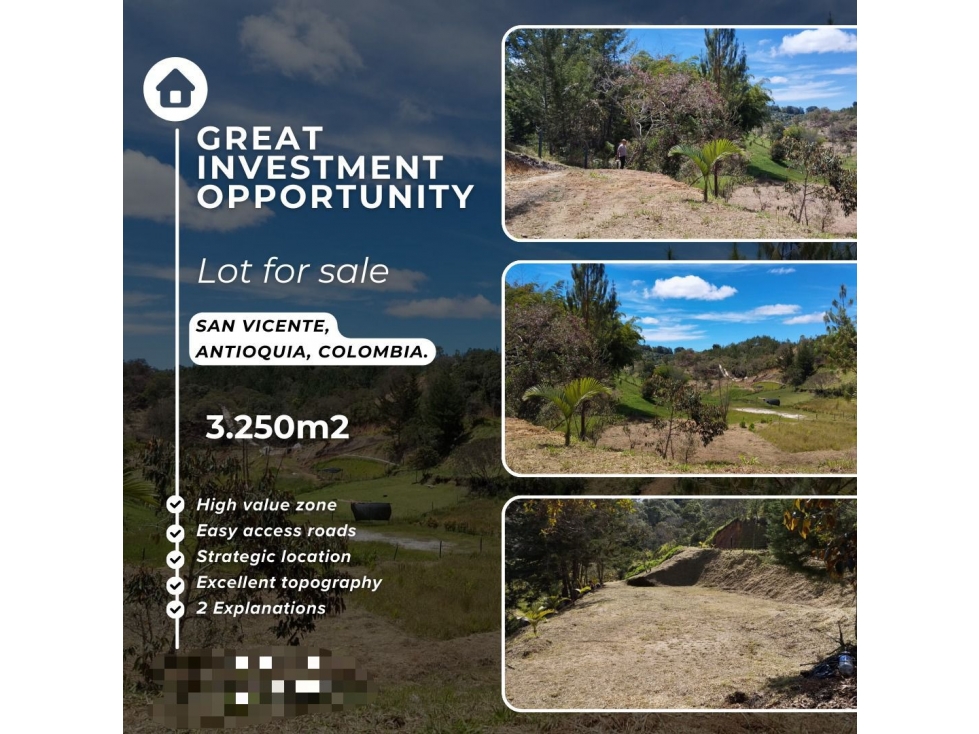 SE VENDE LOTE EN SAN VICENTE DE FERRER CERCA AL AEROPUERTO 