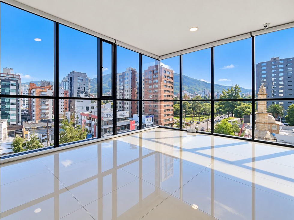 Arriendo oficina esquinera con vista, Parque La Carolina Quito