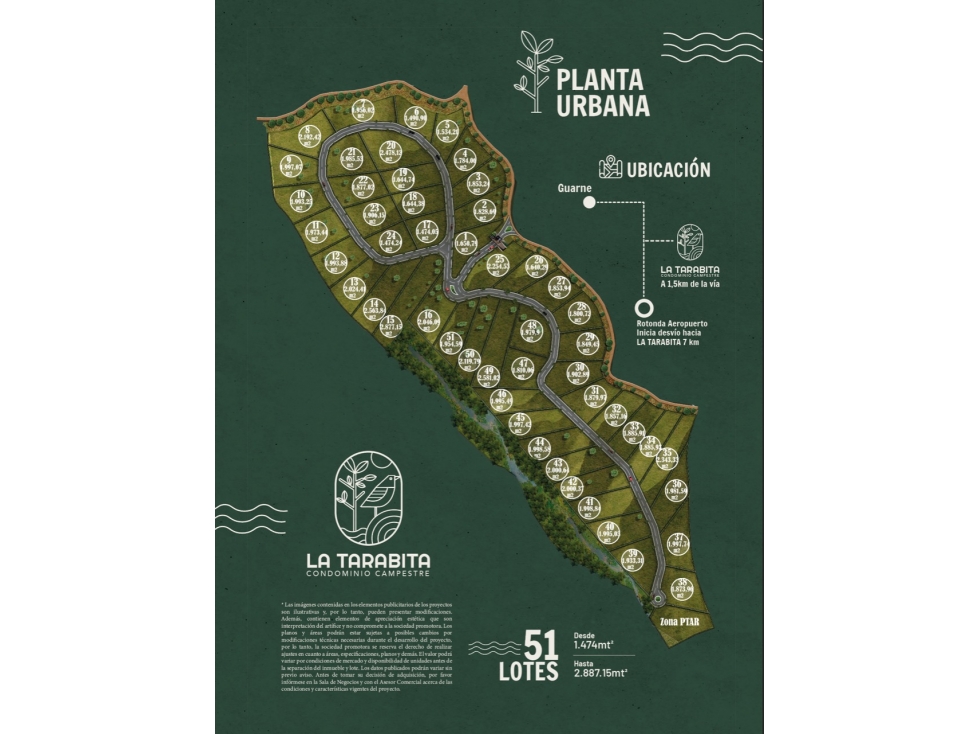 Venta lote en Guarne de 1.474 m² en urbanización cerrad
