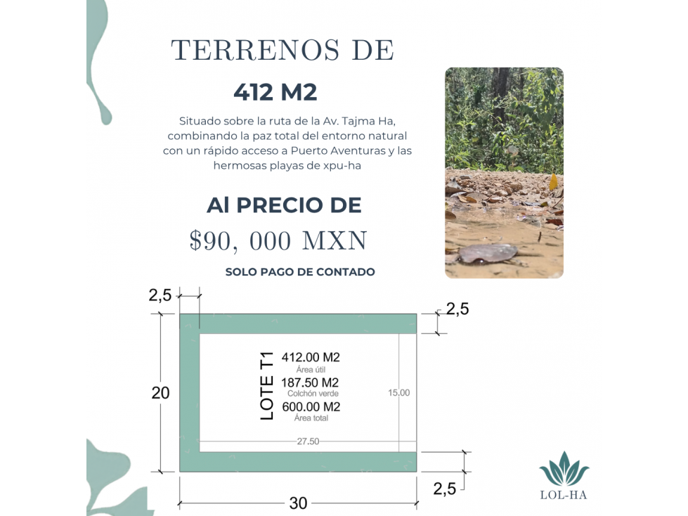 terreno LOL HA de 412 m2 al contado - 1