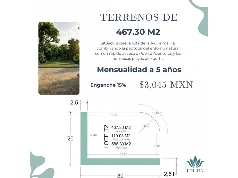 Terreno LOL HA de 467.30 m2 Pago por mensualidades