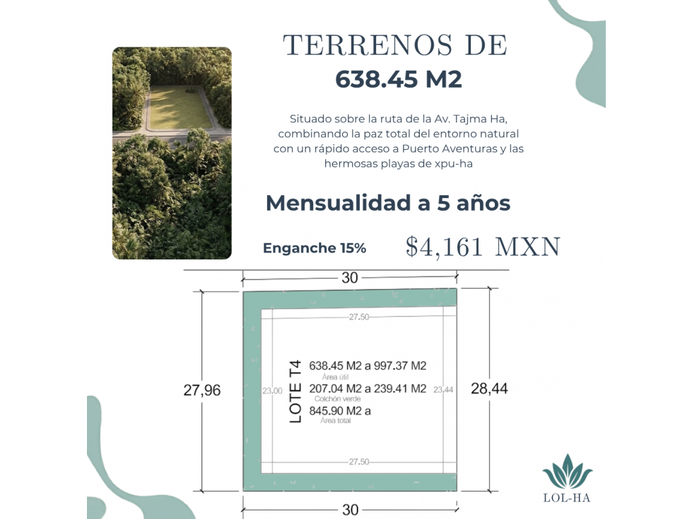 Terreno LOL HA de 638.45 m2, pago por mensualidad