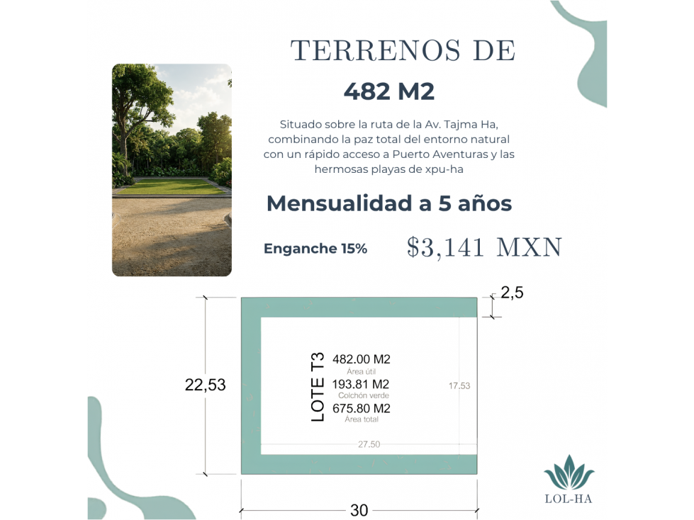 Terreno LOL HA 482 m2 pago por mensualidad