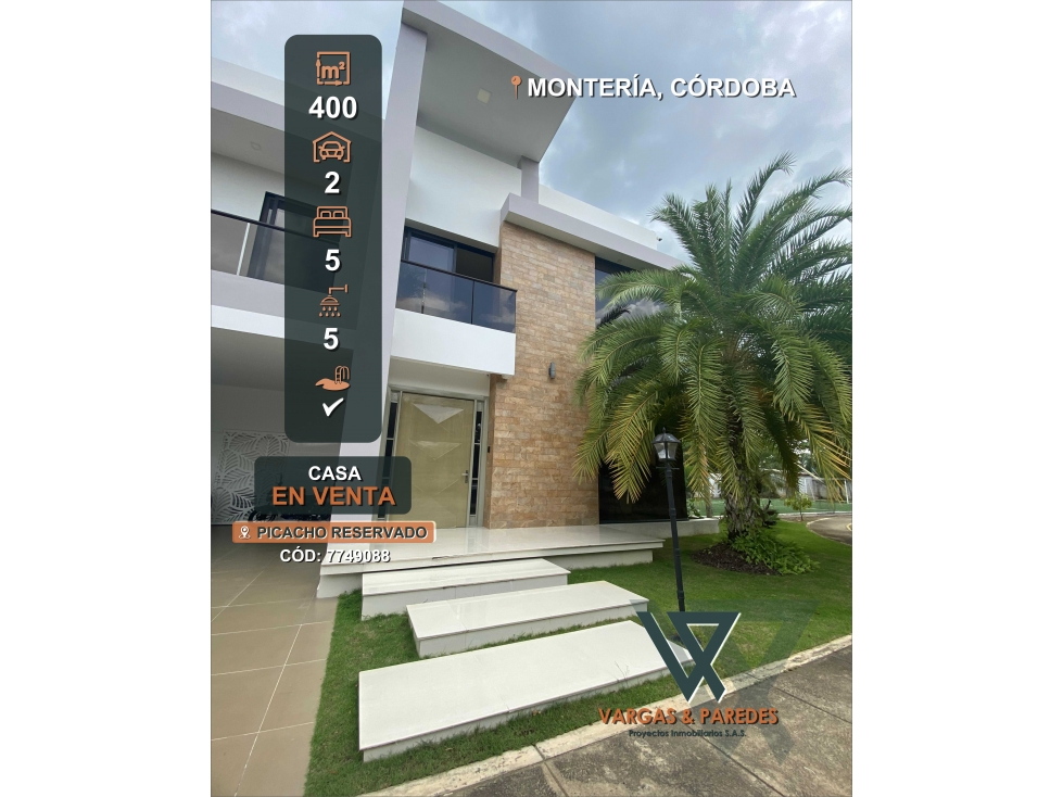 CASA EN VENTA UNIDAD CERRADA PICACHO - NORTE MONTERIA.