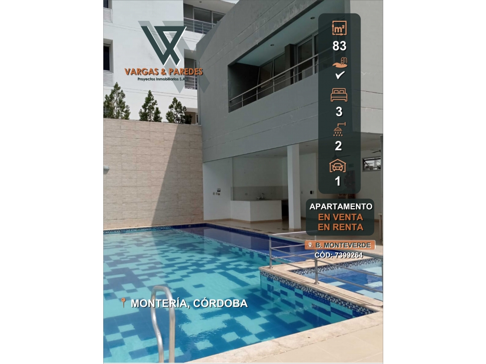 APARTAMENTO EN VENTA MONTEVERDE EN MONTERIA