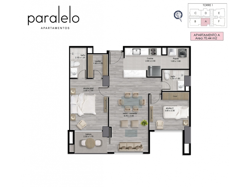Cesión - Apartamento 70 m² Piso 10 San Antonio de Pereira - Rionegro — foto 4