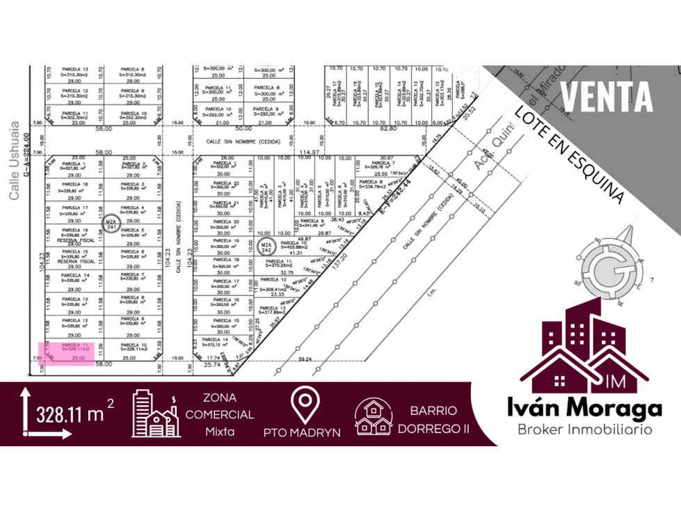 LOTE EN ESQUINA - DORREGO II CANCELADO - 328.11 m2 -PUERTO MADRYN - 6