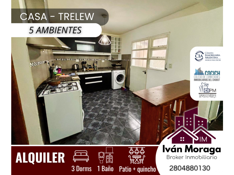 CASA 4 DORMITORIOS - PATIO - QUINCHO - TRELEW - 2