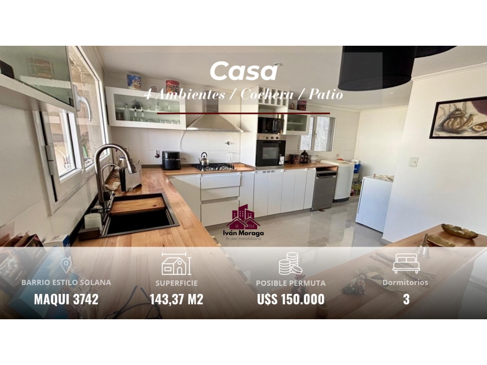CASA 4 AMBIENTES - COCHERA - PATIO - B° ESTILO SOLANA - PTO MADRYN