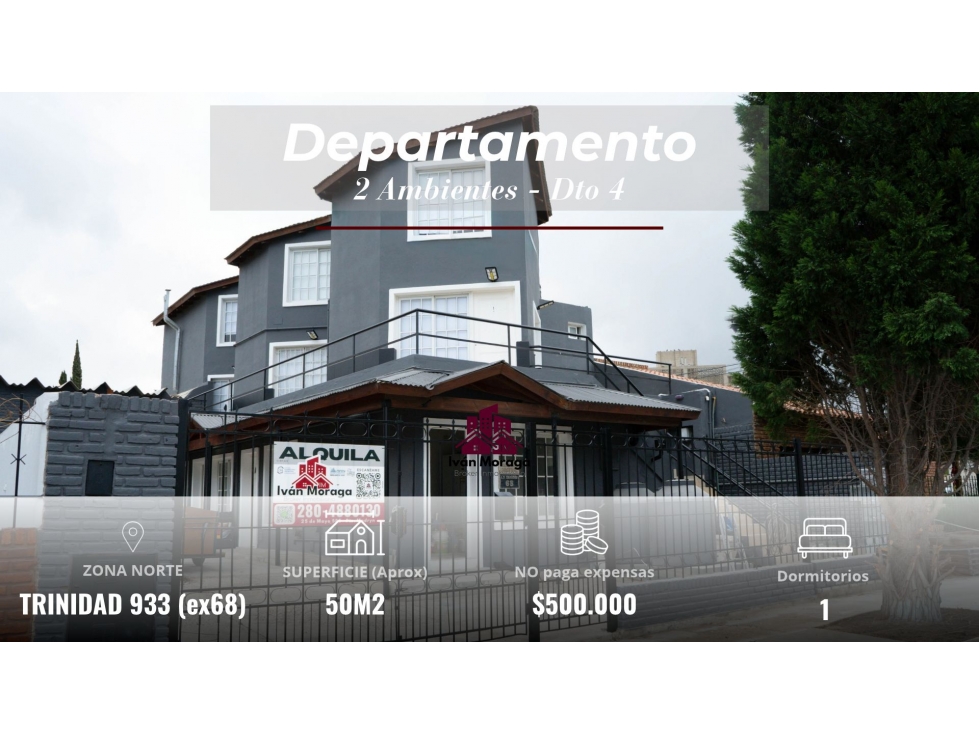 DEPARTAMENTO 2 AMBIENTES - Planta Baja Dto "4"-La Triniad 68- Madryn - 1