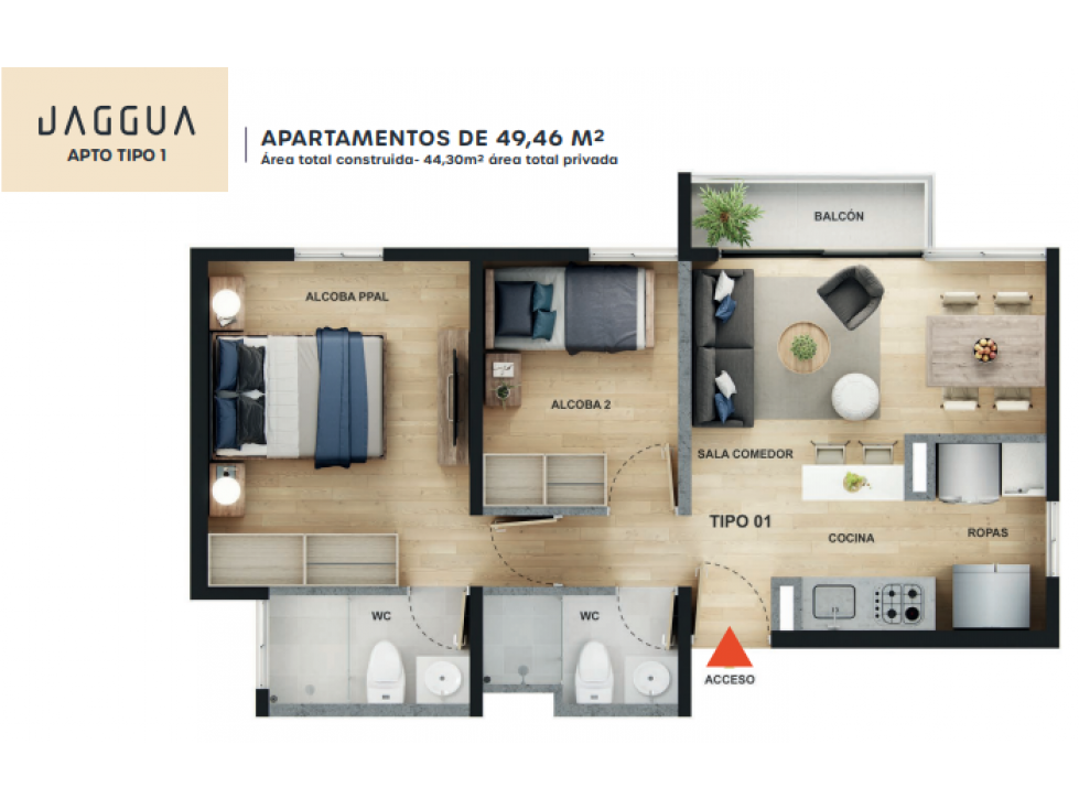 Venta apartamento en cesión de derechos Jaggua en Caldas — foto 2