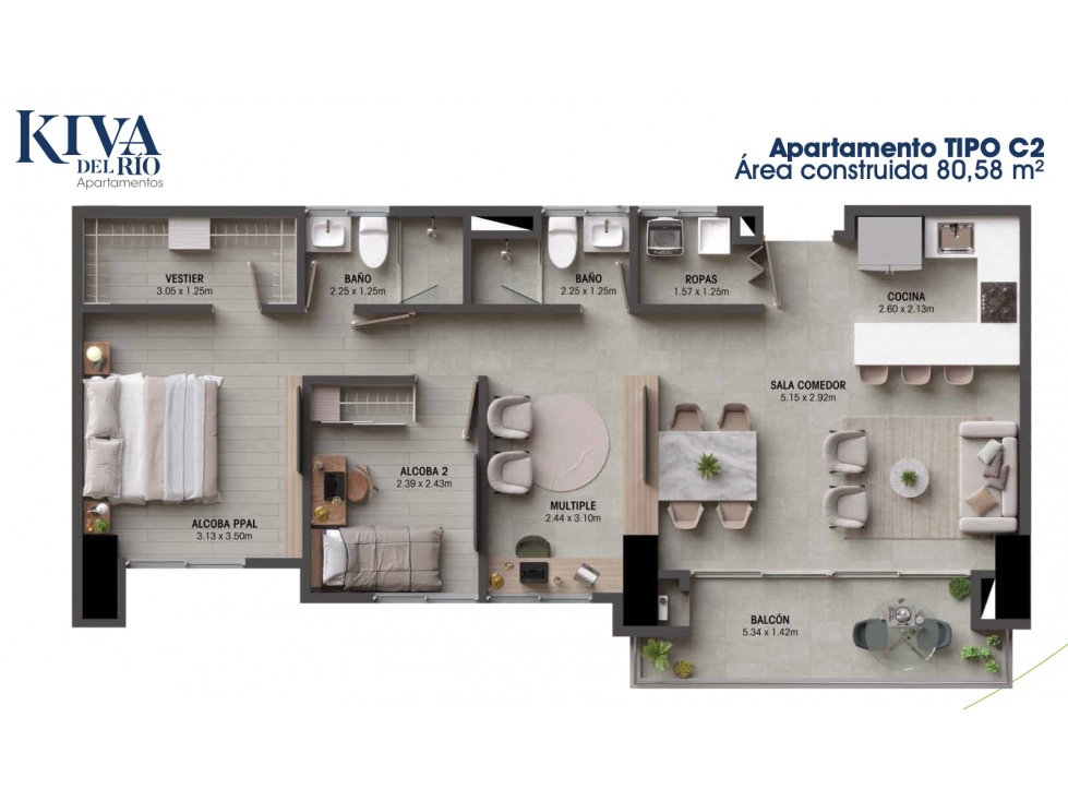 Apartamento en cesión de derechos Kiva del Rio Medellín - 3
