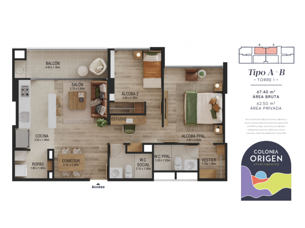 Apartamento en cesión de derechos proyecto Colonia en Belén Rodeo Alto — foto 6