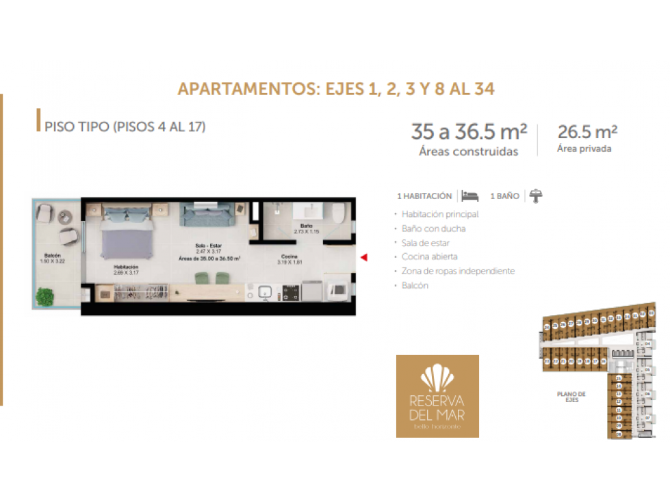 Apartaestudio en venta Reserva del Mar en Bello Horizonte — foto 4