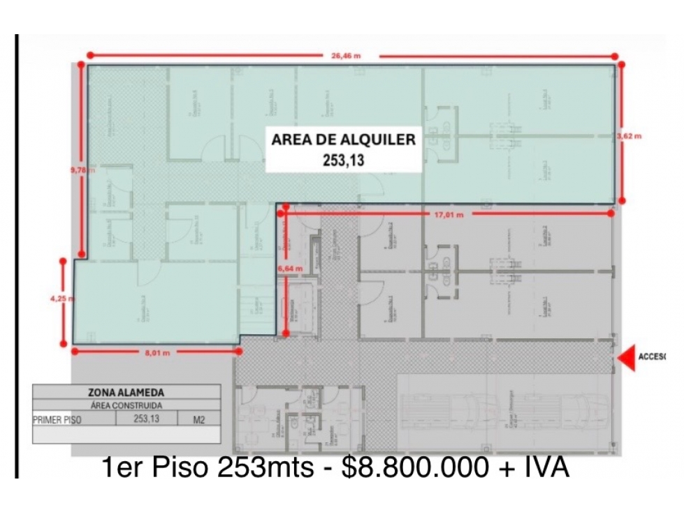 ALQUILO LOCAL DE 253MTS EN ALAMEDA